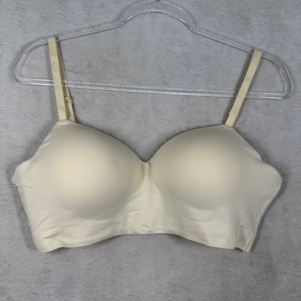 Shapermint Essentials Wireless Padded Bra Beige Large Seamless Adjustable Straps